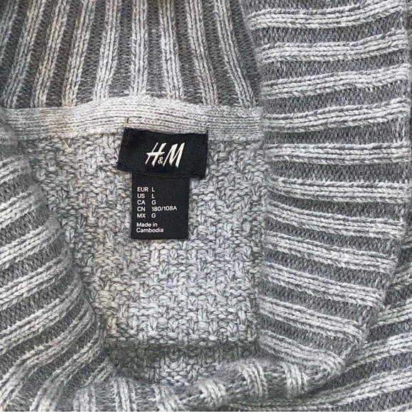 H & M Shawl Neck Wool Blend Gray Knit Sweater - Men’s Large - Picture 12 of 13